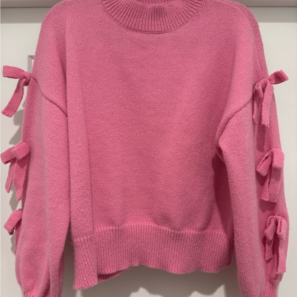 Papermoon Pink Cowl Neck Sweater with Bow Accents